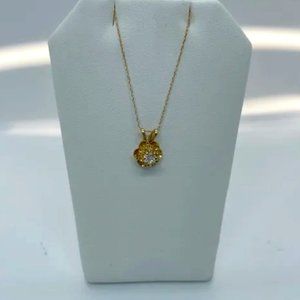 14K Yellow Gold and .20 ctw Diamond Buttercup Pendant